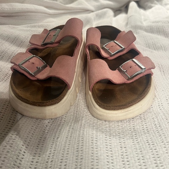 Pink Suede Birkenstocks Double-Buckle Slide Sandals - Picture 5 of 5
